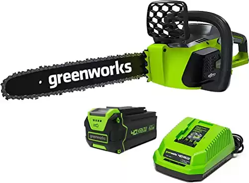 Greenworks 40V 16" Brushless Cordless Chainsaw | 4.0Ah Battery and Charger Included