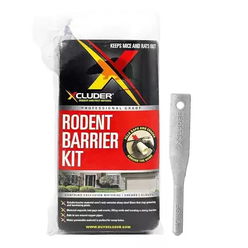 Xcluder Rodent Control Fill Fabric, Large DIY Kit with Inspection and Fit Tool, Stainless Steel Wool, Stops Rats and Mice