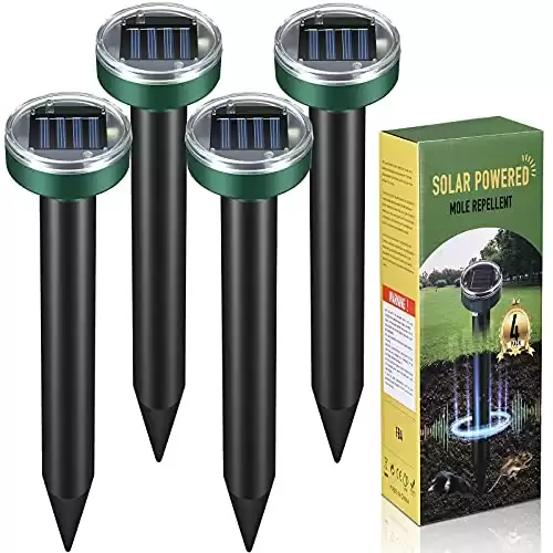 Mole Repellent Ultrasonic Solar Powered Sonic Stakes (4 Pack)