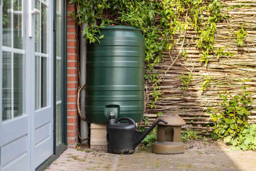 A green tank installed for the Rainwater Harvesting System