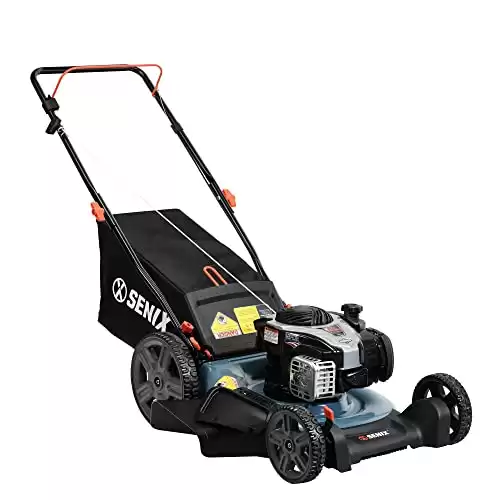 SENIX LSPG-M7 21-Inch Walk-Behind Mower with 140 cc 4-Cycle Briggs & Stratton Engine, Bagging, Mulching, and Side Discharge, 6-Position Dual Lever Height Adjustment