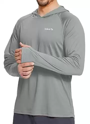 BALEAF Men's Sun Protection Hoodie Shirt UPF 50+ Long Sleeve UV SPF T-Shirts Rash Guard Fishing Swimming Lightweight Gray XXL