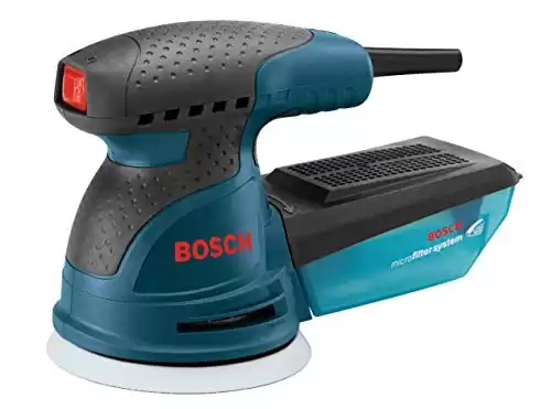 BOSCH ROS20VSC Palm Sander 2.5 Amp 5 In. Corded Variable Speed Random Orbital Sander/Polisher Kit