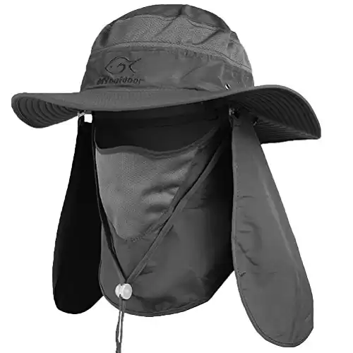 DDYOUTDOOR™ 07-281 Fashion Summer Outdoor Sun Protection Fishing Cap Neck Face Flap Hat Wide Brim (Dark Gray)