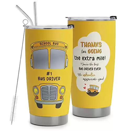 HOMISBES Bus Driver Appreciation Gifts - Stainless Steel Best Bus Driver Tumbler Cup 20oz for School Bus Driver