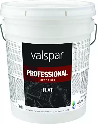 Valspar 11600 Flat Interior Professional Series Paint, 5 Gallon, White