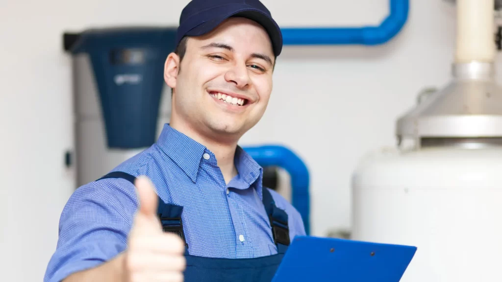 Service Technician Worker in Thumbs Up Pose