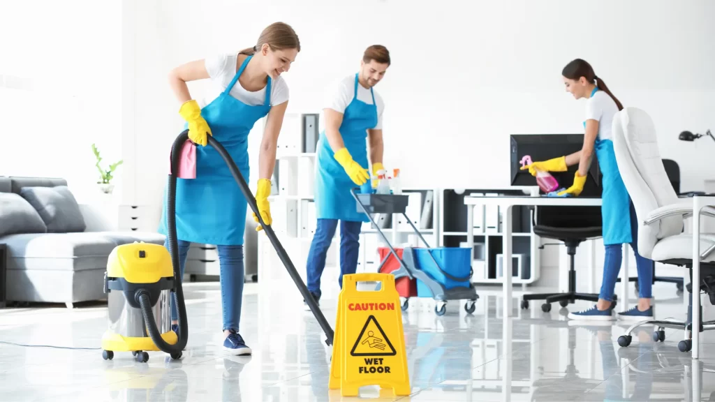 Entry Level Janitors Cleaning the Place