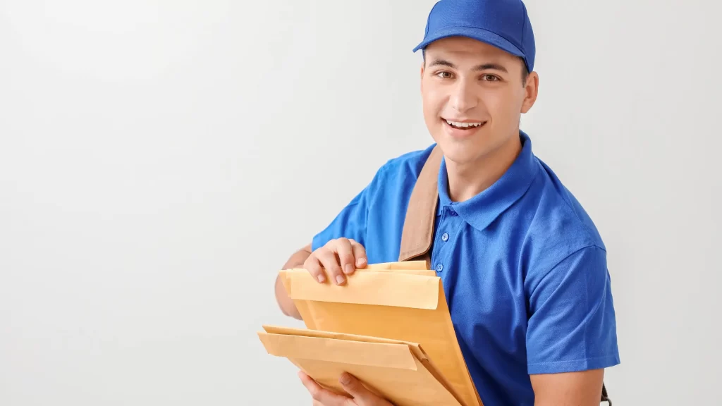 A Mailman in Blue Uniform Delivering Precious Mail