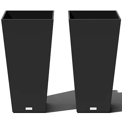 Veradek V-Resin Indoor/Outdoor Taper Planter, Set of 2 (30 inch, Black)