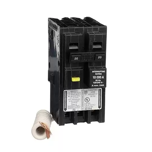 Square D - HOM220GFIC Homeline Circuit Breaker, 20-Amp, 120/240V, 2-Pole, GFCI, Plug-In Mount