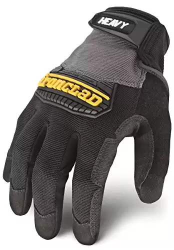 Ironclad Heavy Utility Work Gloves HUG, High Abrasion Resistance, Performance Fit, Durable, Machine Washable, (1 Pair), LARGE, Black & Grey