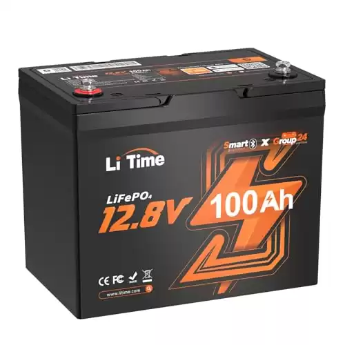 LiTime 12V 100Ah Group 24 Bluetooth LiFePO4 Battery Deep Cycle Lithium Battery